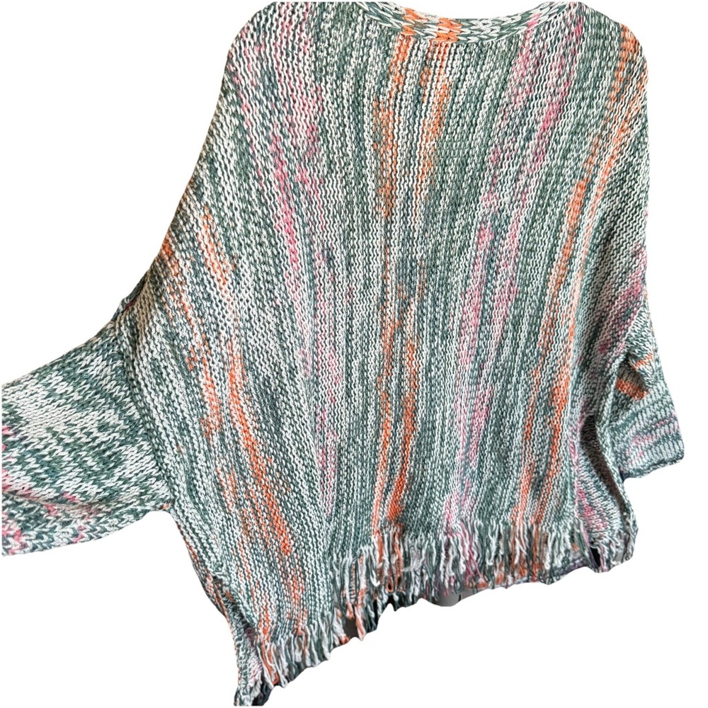Laurie Felt Los Angeles whimsical Knit Fringe Poncho Sweater XS/S Boho